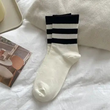 Autumn and Winter Contrast Color Double Bar SOCKS