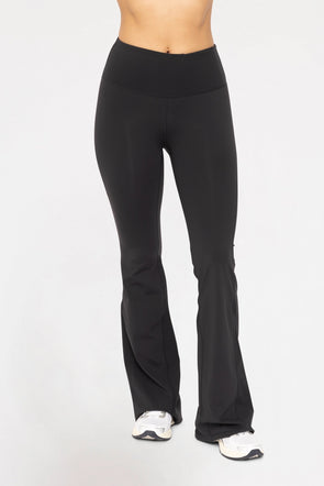 Bronze - Lycra-Blend High-Waisted Flare Leggings