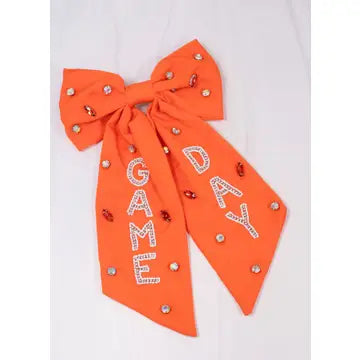 Game Day Embellished Bow Orange