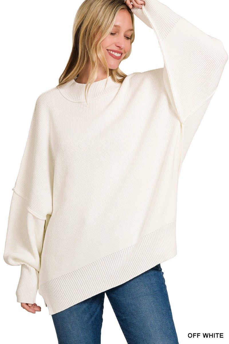 Side Slit Oversized Sweater OFF WHITE