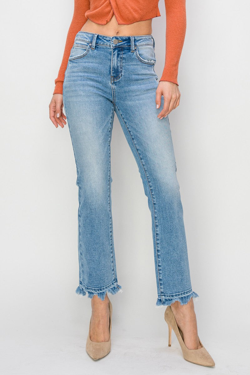 plus high rise distressed straight fit jeans