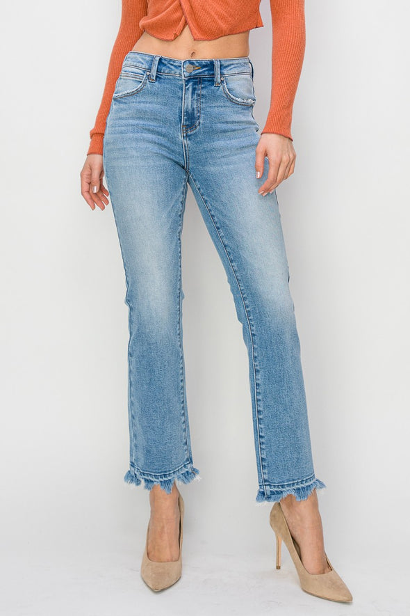 plus high rise distressed straight fit jeans