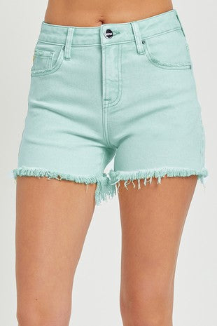 Risen tummy control high rise fray hem shorts