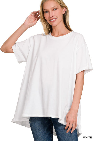 COTTON DROP SHOULDER OVERSIZED TOP white