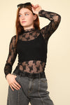 black sheer mesh knit top