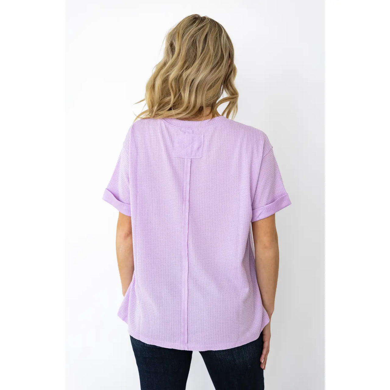 Short Sleeve Two-Tone Thermal Top LILAC