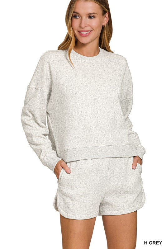 fleece long sleeve sweatshirts & short set
