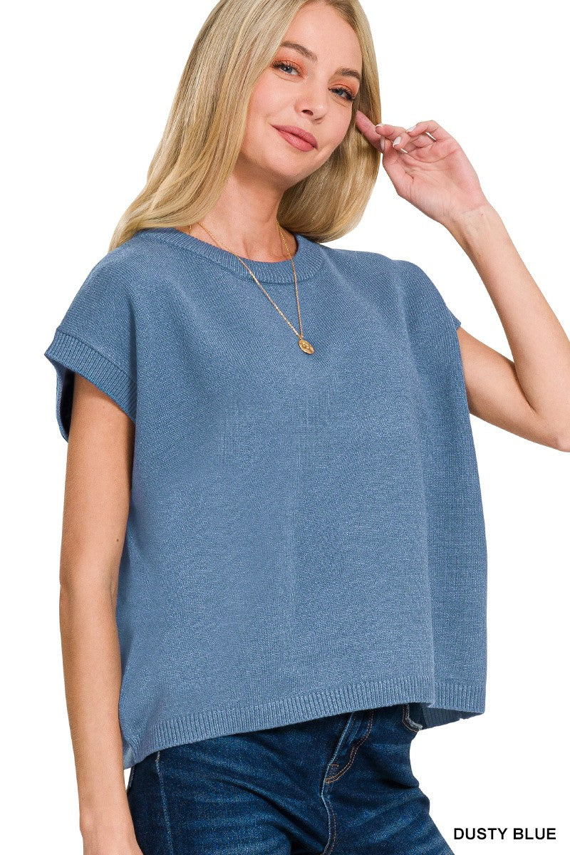 Oversized Viscose Sweater Vest DUSTY BLUE