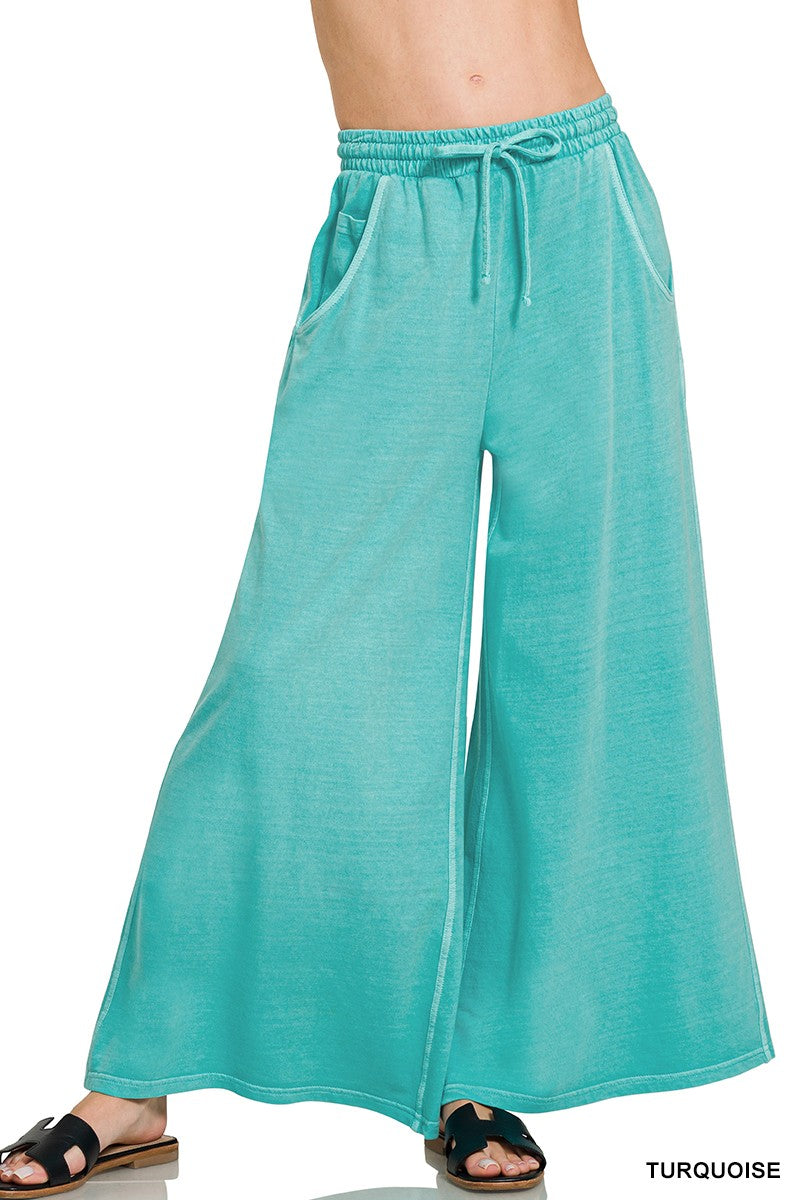 French Terry Pigment Dye & Enzyme Washed Pants TURQUOISE