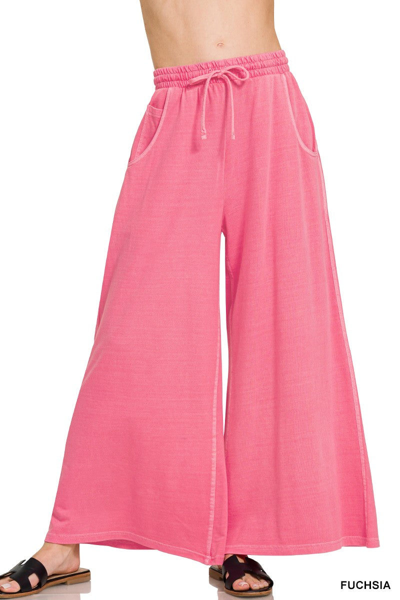 French Terry Pigment Dye & Enzyme Washed Pants FUCHSIA