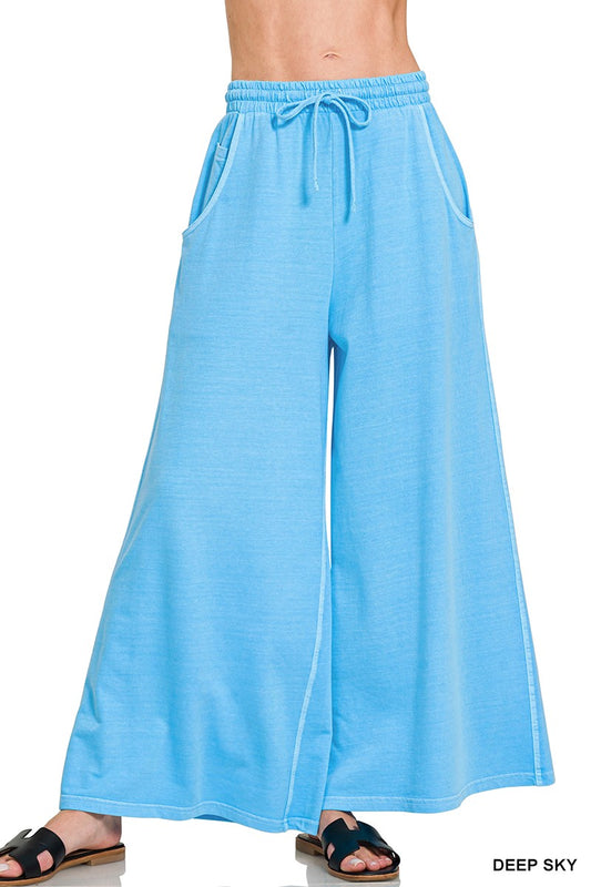 French Terry Pigment Dye & Enzyme Washed Pants DEEP SKY