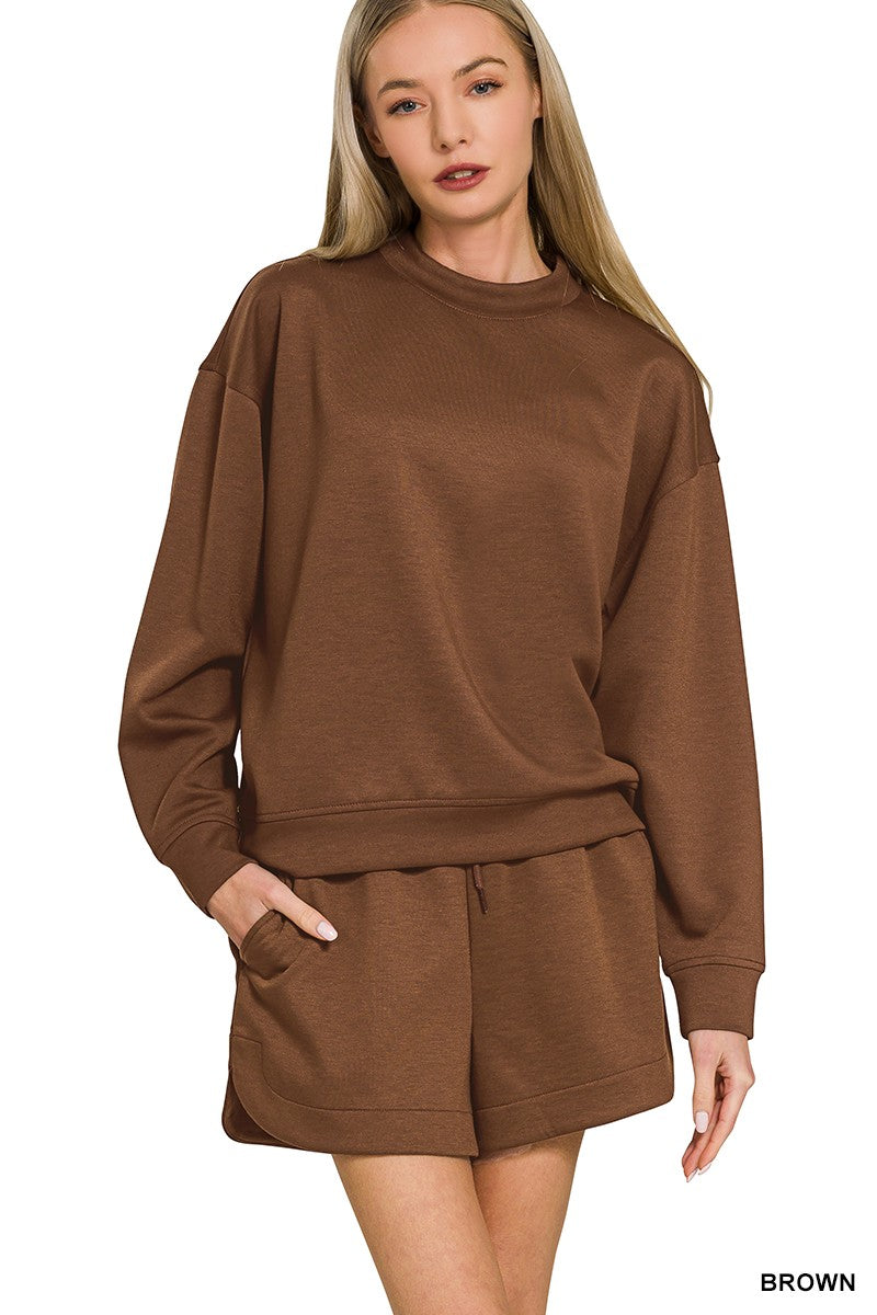 Scuba Pullover & Shorts Set BROWN