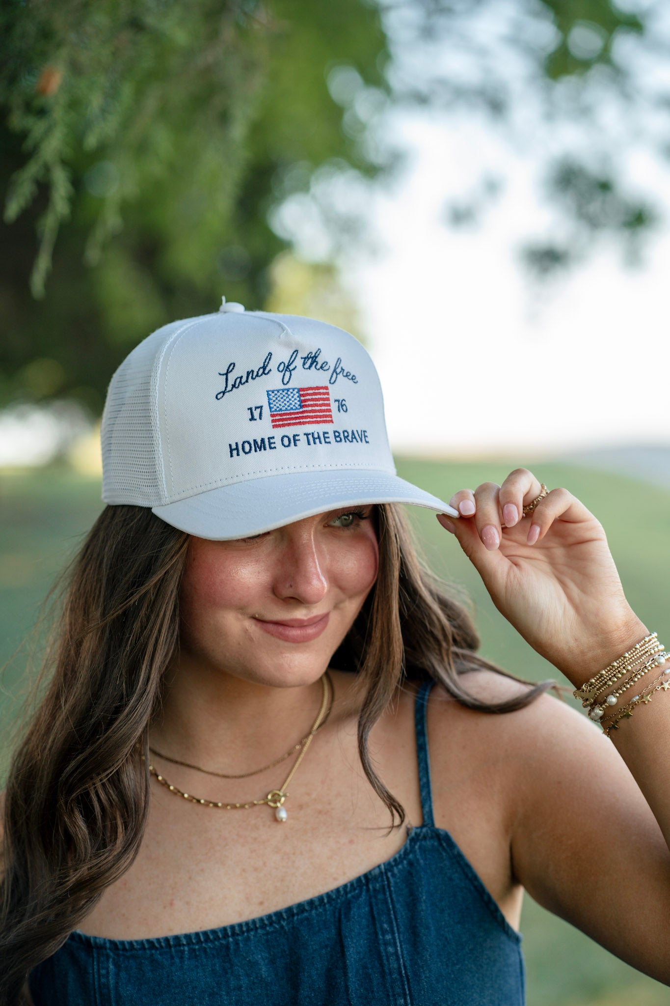 Land of The Free Embroidered Mesh Back Hat