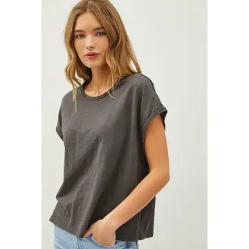 Exposed Seam Detail Boxy Muscle Top