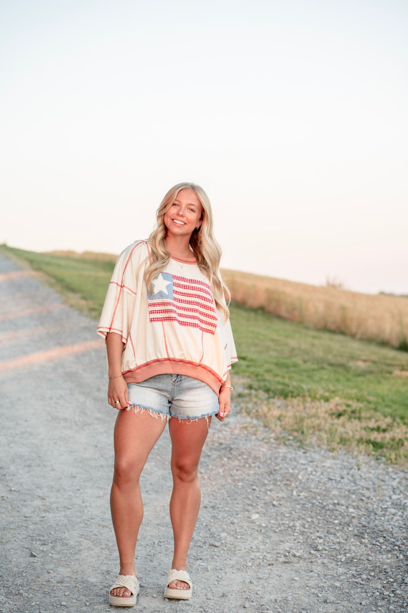 American Flag Stitch Top