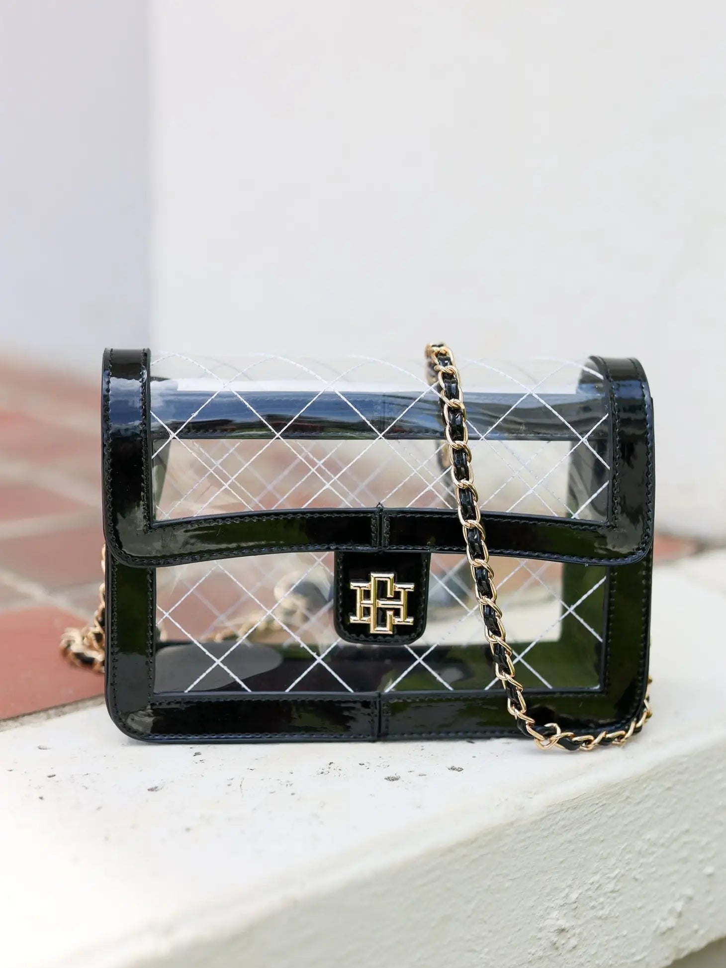 Quinn Quilted Clear Bag Black Patent – The Copper Petal