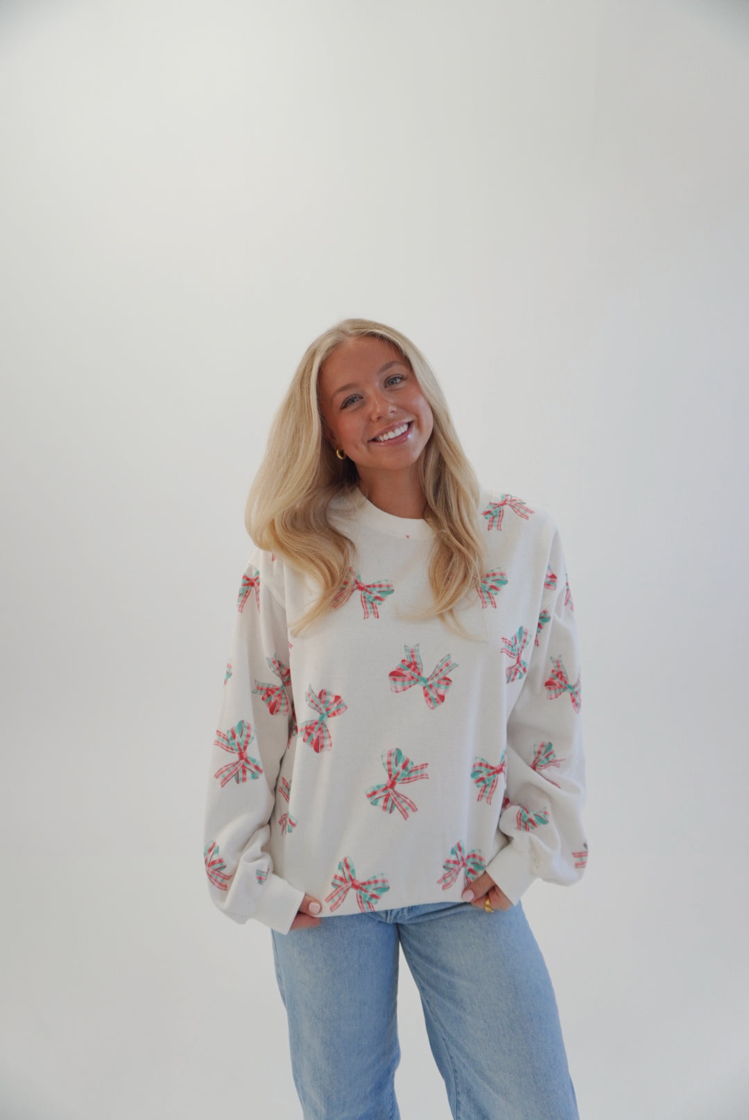 Plaid bow sweatshirt