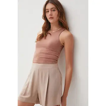 High Neck Cropped Tank MOCHA