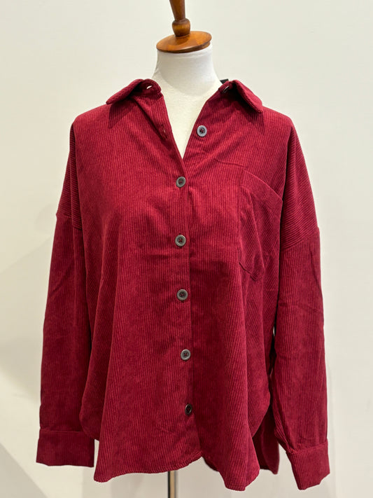 8 OVERSIZED CORDUROY SHACKET CABERNET