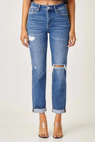 high rise slim girlfriend jeans