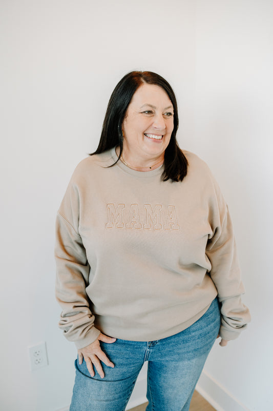 Neutral Embroidered MAMA Sweatshirt