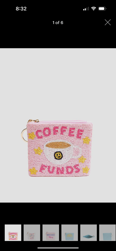 Ricki beaded coin purse coffee funds