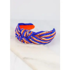 Keagan Embellished Headband Blue Orange