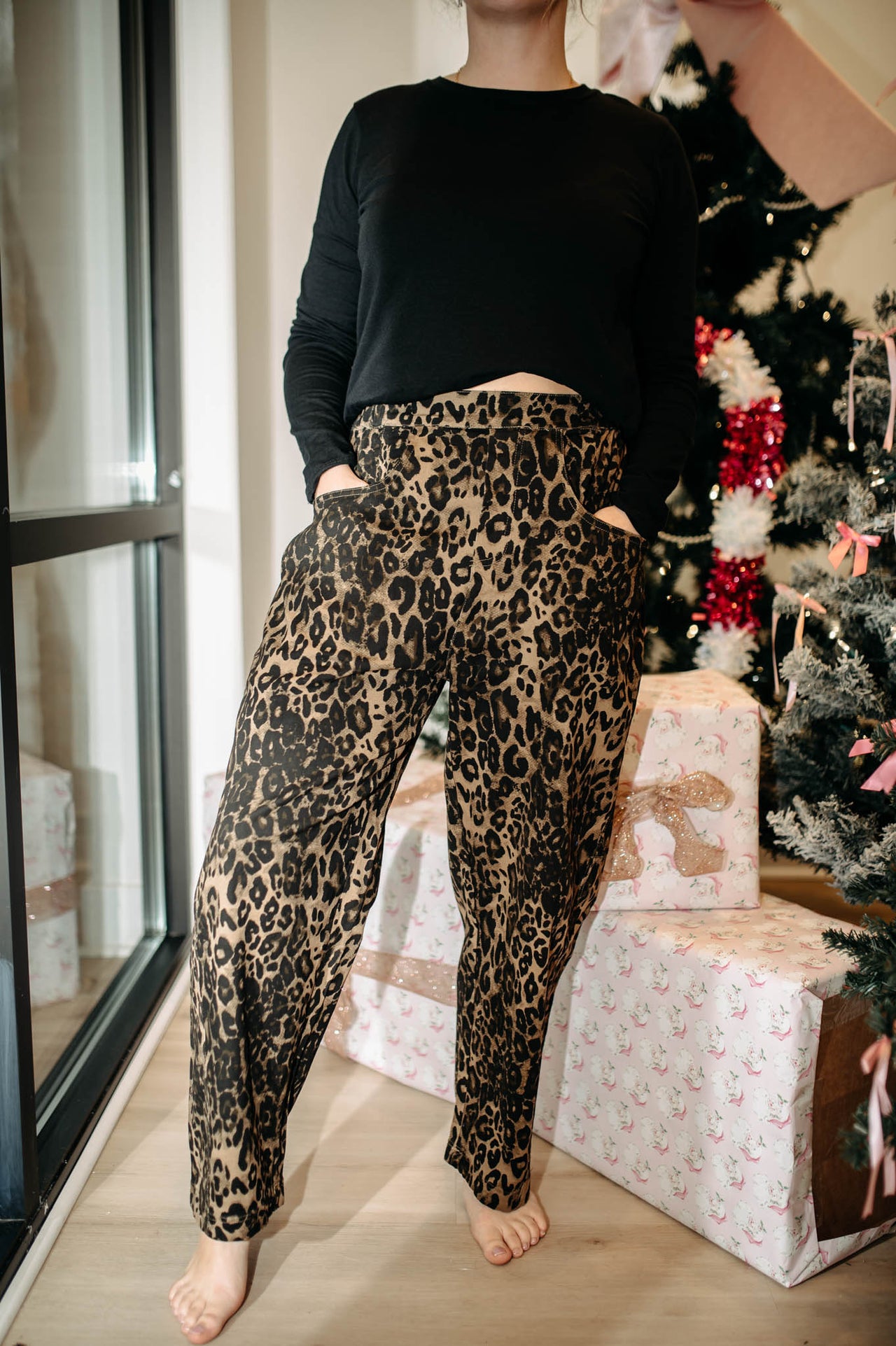 piper leopard barrel pants