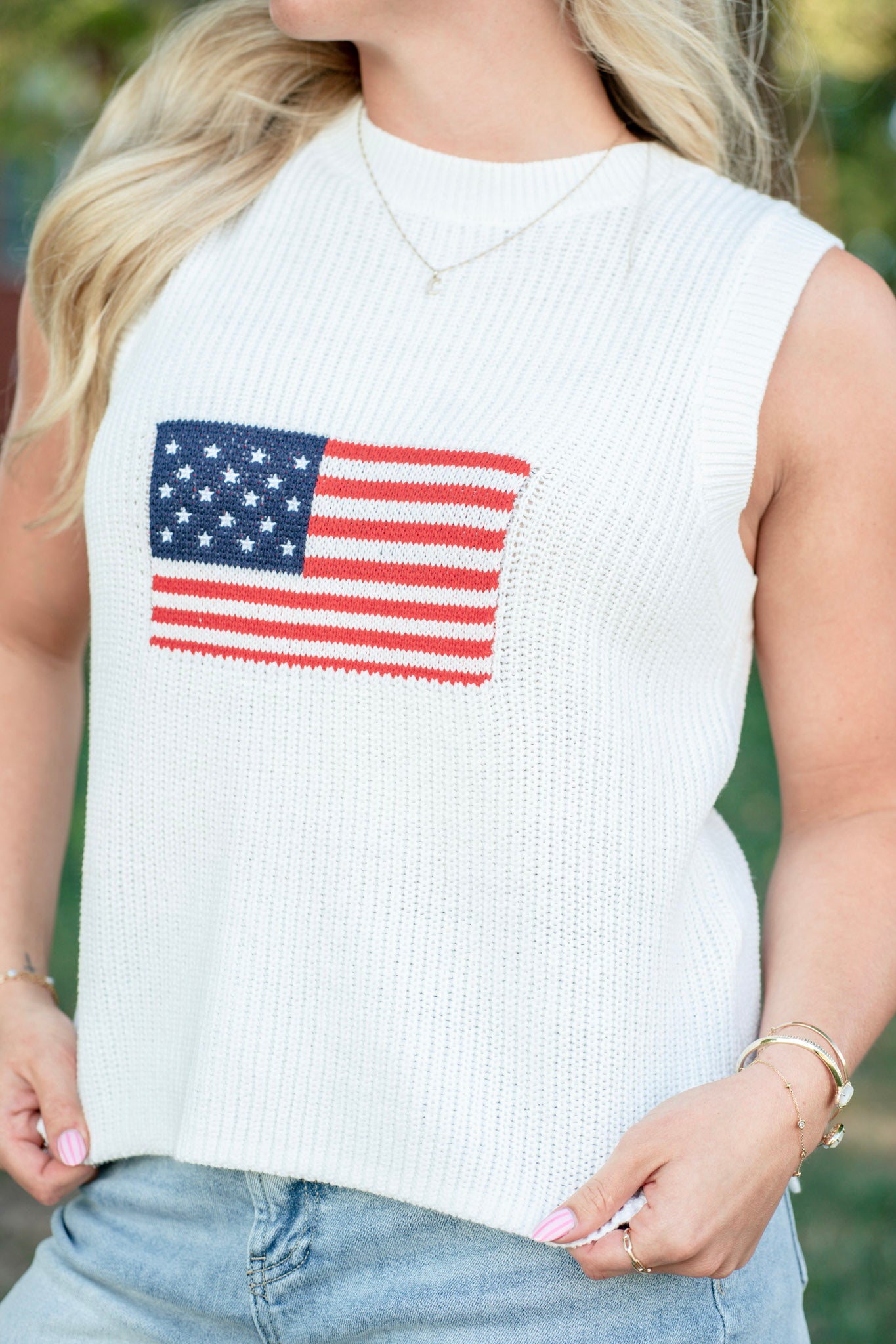 Knitted Flag Short Sweater