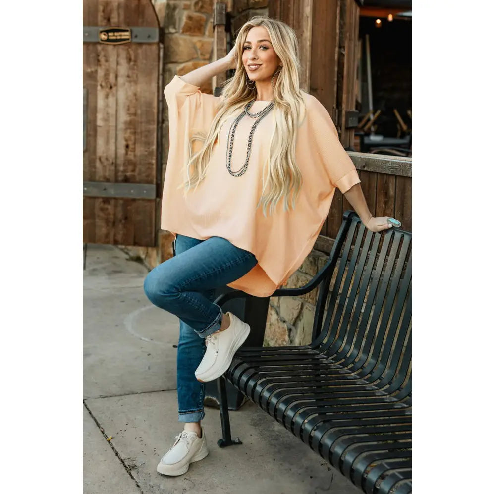 Oversized Relaxed Fit Top CHAMPAGNE PEACH