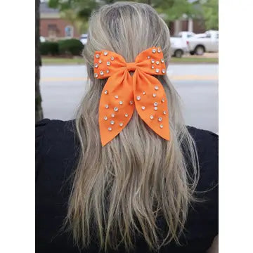 Brett Cz Hair Bow Orange