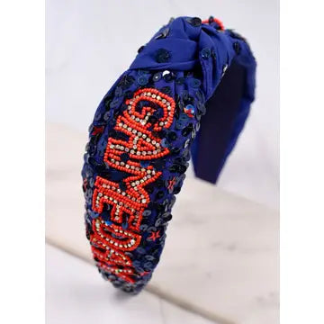 Game Day Sequin Headband Navy Red