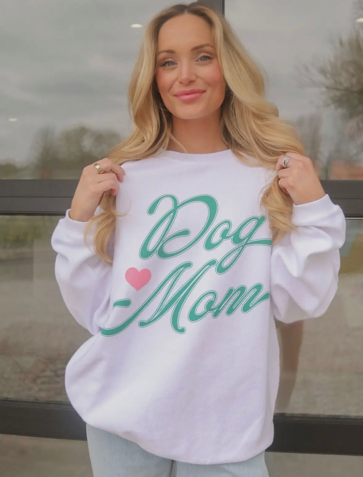 dog mom corded sweatshirt