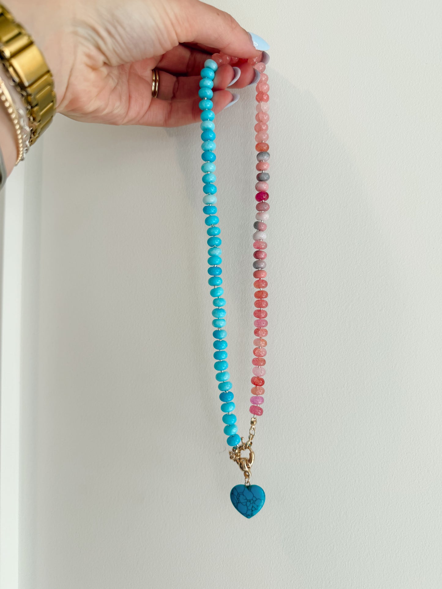 Natural mixed necklace turq heart