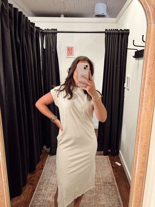 Online- Tshirt Maxi Dress No Pocket Bone