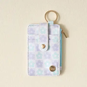 Keychain Wallet-Flower Check Blue Darling Effect