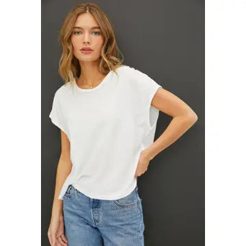 Exposed Seam Detail Boxy Muscle Top WHITE