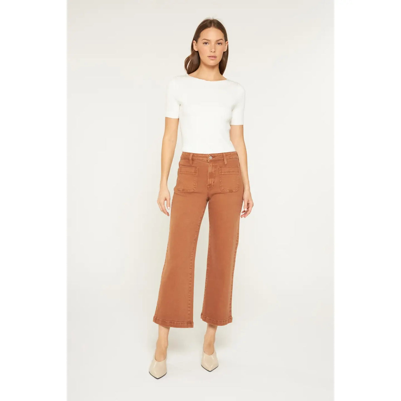 High Rise Cropped Wide Leg with Patch Pkt