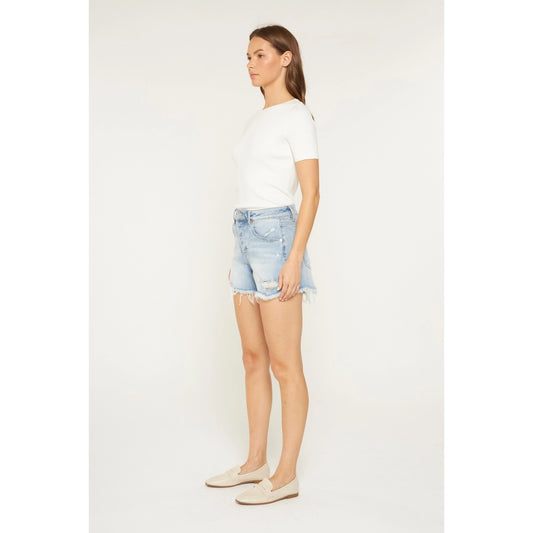 Super High Distressed Shorts with Button Up