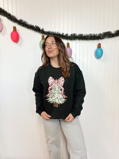 green floral Christmas tree sweatshirt