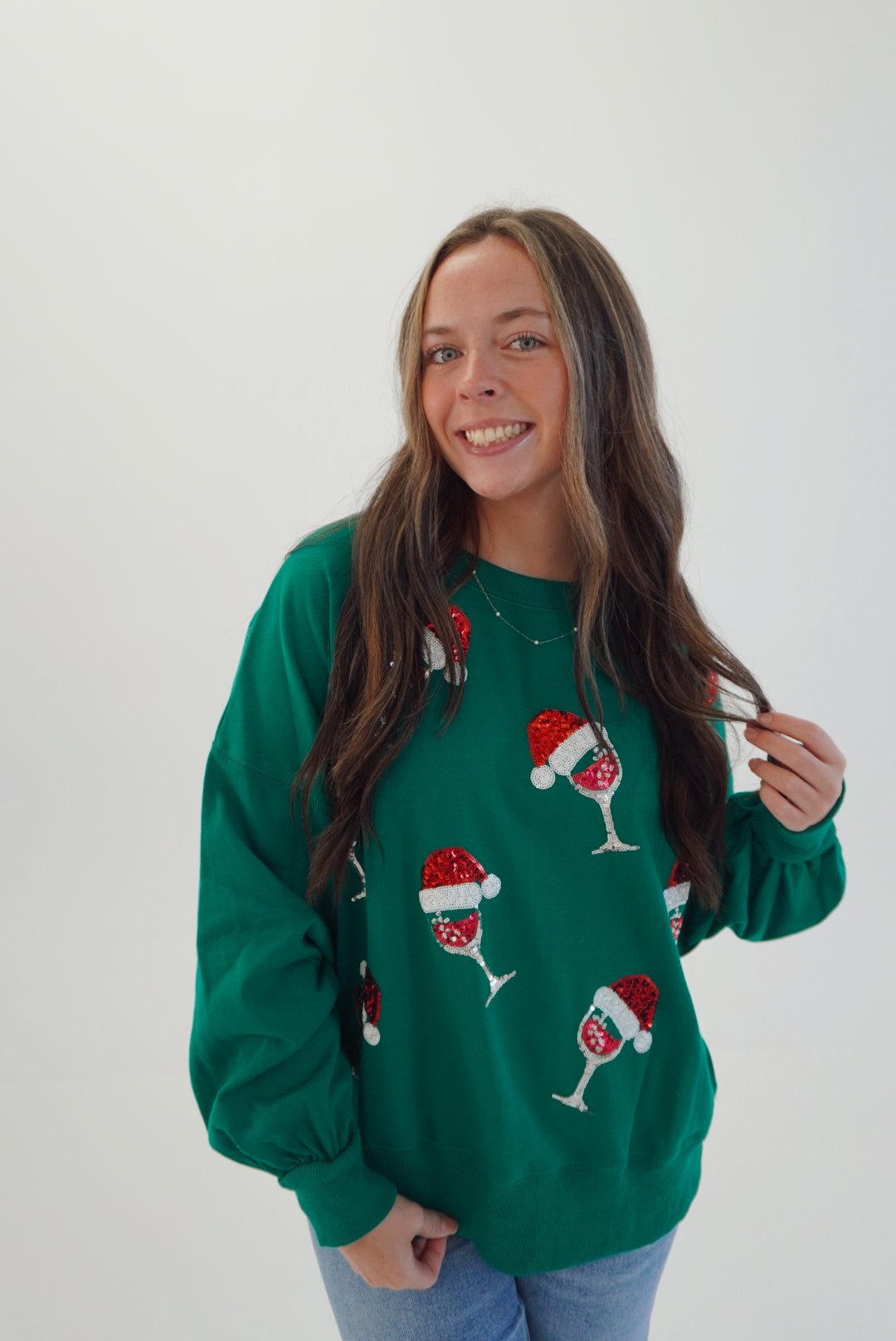 Santa hat glass sweatshirt