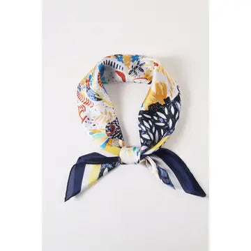 Multi Flower Leavees Print Bandana Scarf
