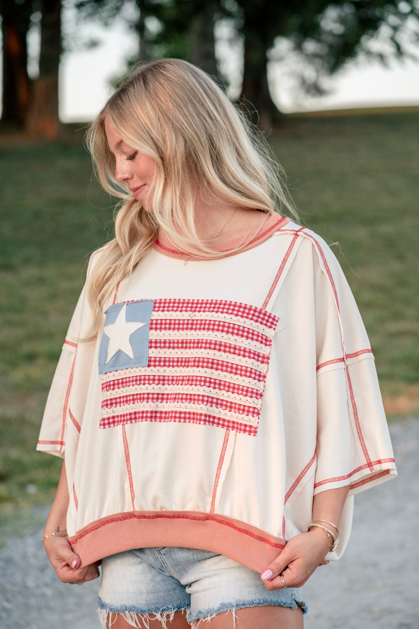 American Flag Stitch Top