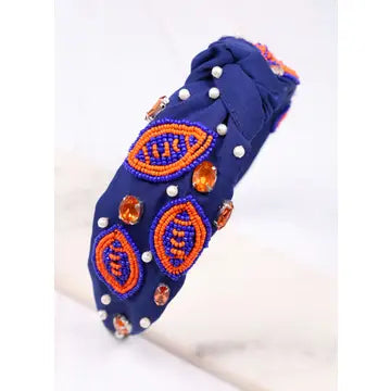 Free Catch Football Headband Navy Orange