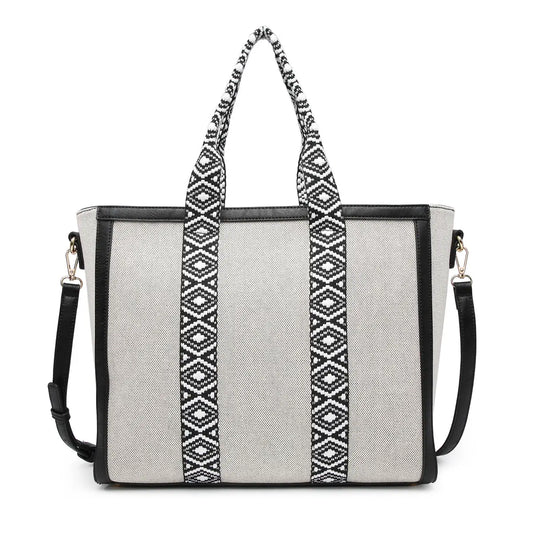 Haley Canvas Tote W/ Contrast Straps