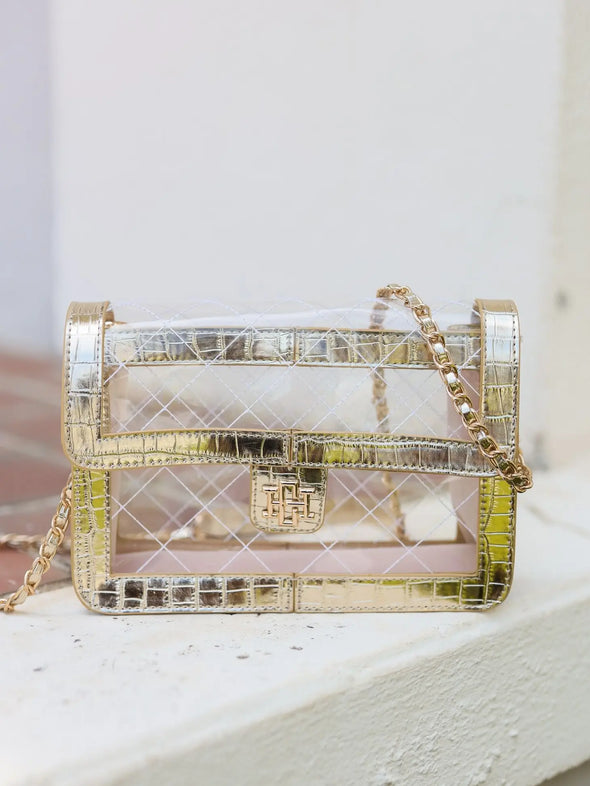 Quinn Quilted Clear Bag Gold