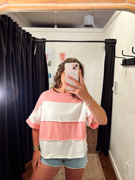 Online- Thick Stripe Oversized SS Pink