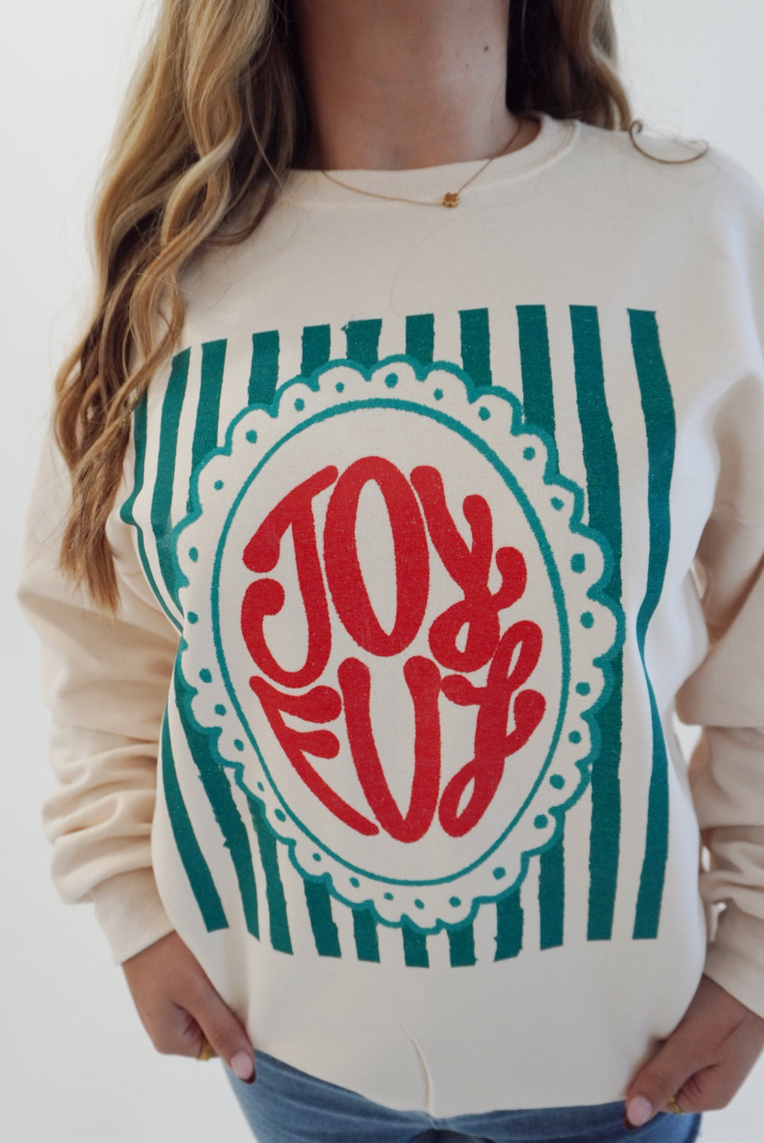 Joyful stripe sweatshirt