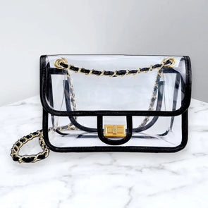 clear bag large black and gold