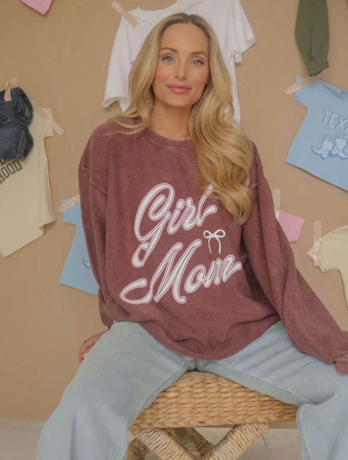 girl mom corded sweatshirt